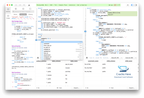 TablePlus Free DBMS Management Options